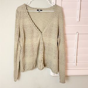 Frye 100% Cotton Open Knit V-Neck Sweater XXL